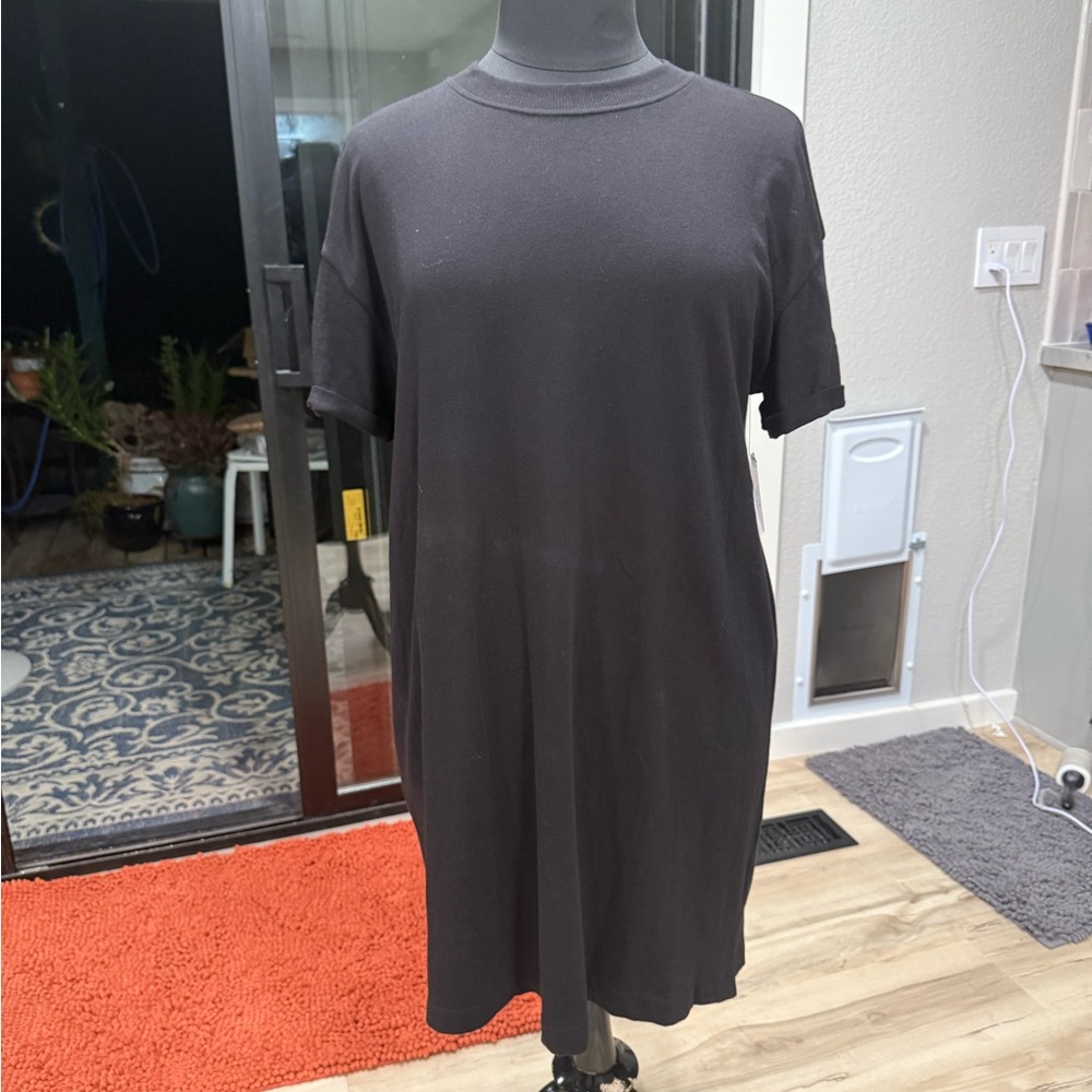 Time and Tru Gray Casual Mini Dress Short Sleeve Crew Neck